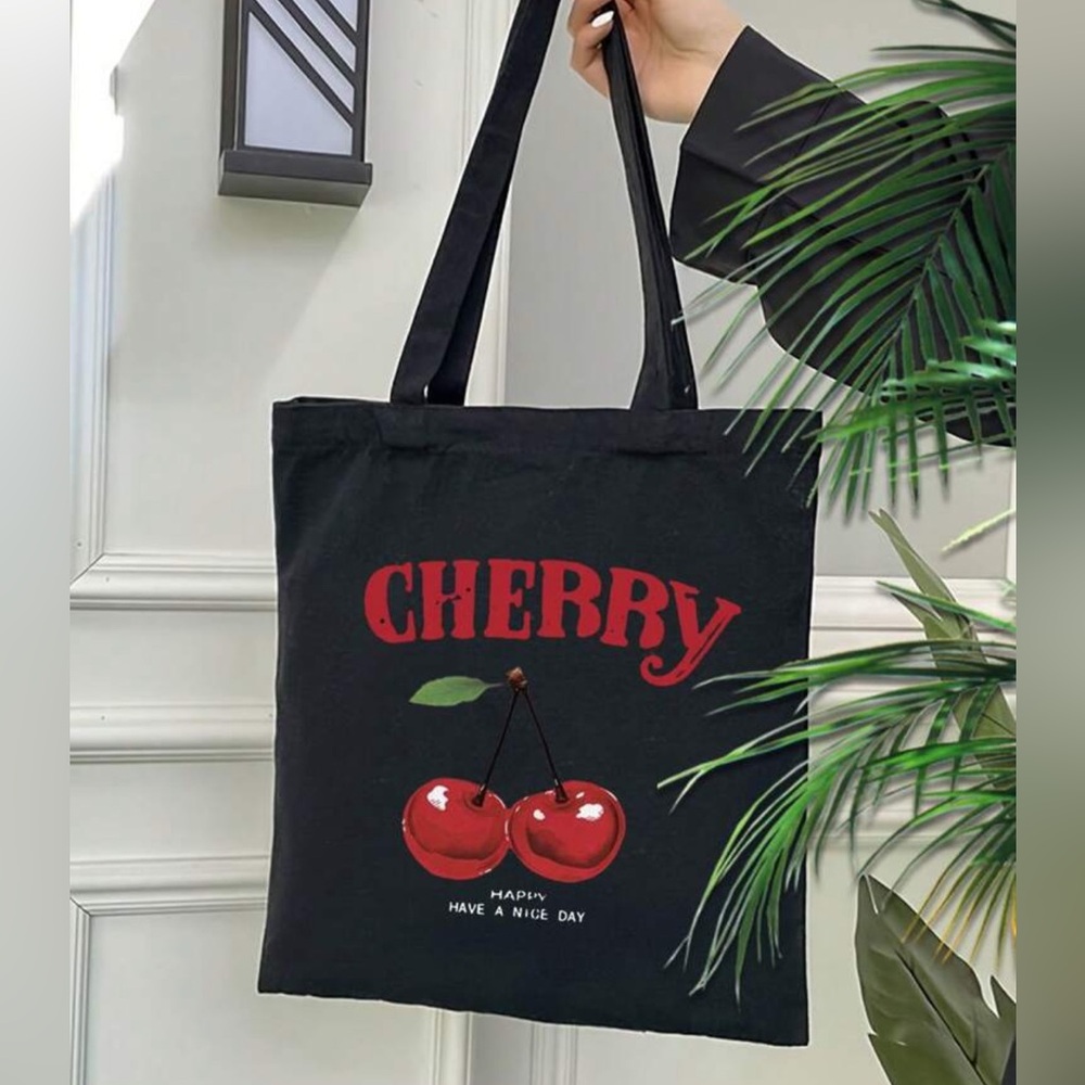 Cherry Black Tote Bag